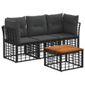 vidaXL Outdoor-Sofagarnitur 4 pcs Schwarz und Dunkelgrau Polyester