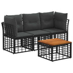 vidaXL Outdoor-Sofagarnitur 4 pcs Schwarz und Dunkelgrau Polyester