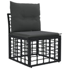 vidaXL Outdoor-Sofagarnitur 4 pcs Schwarz und Dunkelgrau Polyester