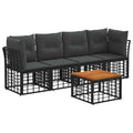 vidaXL Outdoor-Sofagarnitur 5 pcs Schwarz und Dunkelgrau Polyester