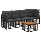 vidaXL Outdoor-Sofagarnitur 5 pcs Schwarz und Dunkelgrau Polyester