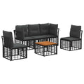 vidaXL Outdoor-Sofagarnitur 6 pcs Schwarz und Dunkelgrau Polyester