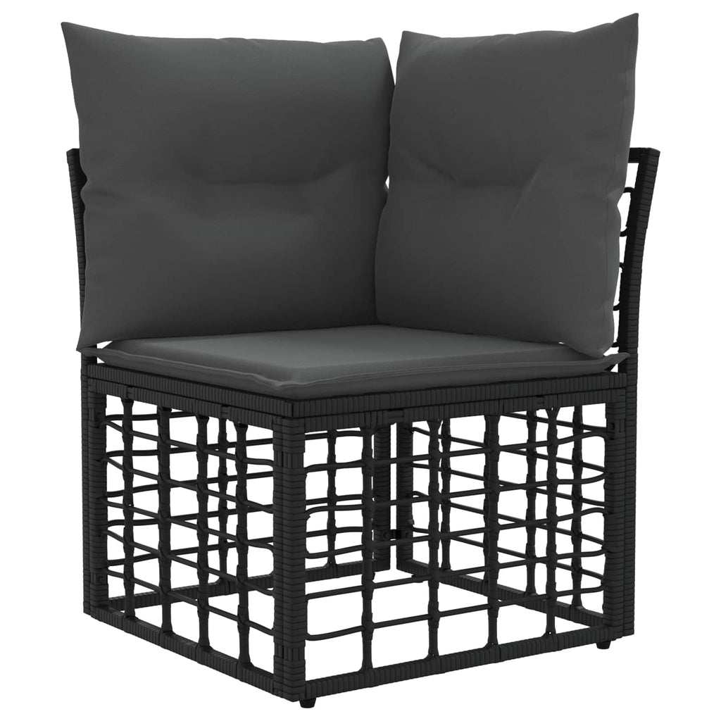 vidaXL Outdoor-Sofagarnitur 6 pcs Schwarz und Dunkelgrau Polyester
