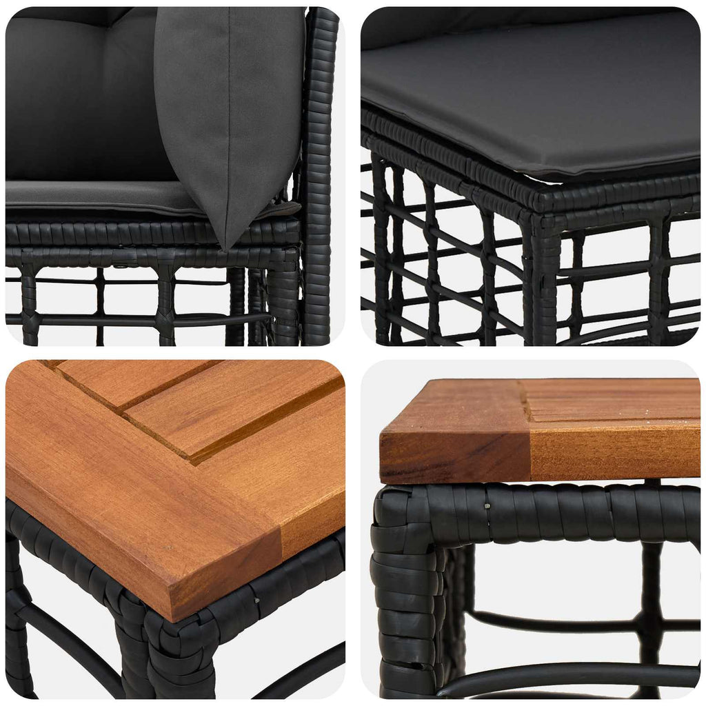 vidaXL Outdoor-Sofagarnitur 7 pcs Schwarz und Dunkelgrau Polyester