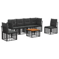 vidaXL Outdoor-Sofagarnitur 7 pcs Schwarz und Dunkelgrau Polyester