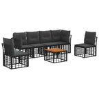 vidaXL Outdoor-Sofagarnitur 7 pcs Schwarz und Dunkelgrau Polyester