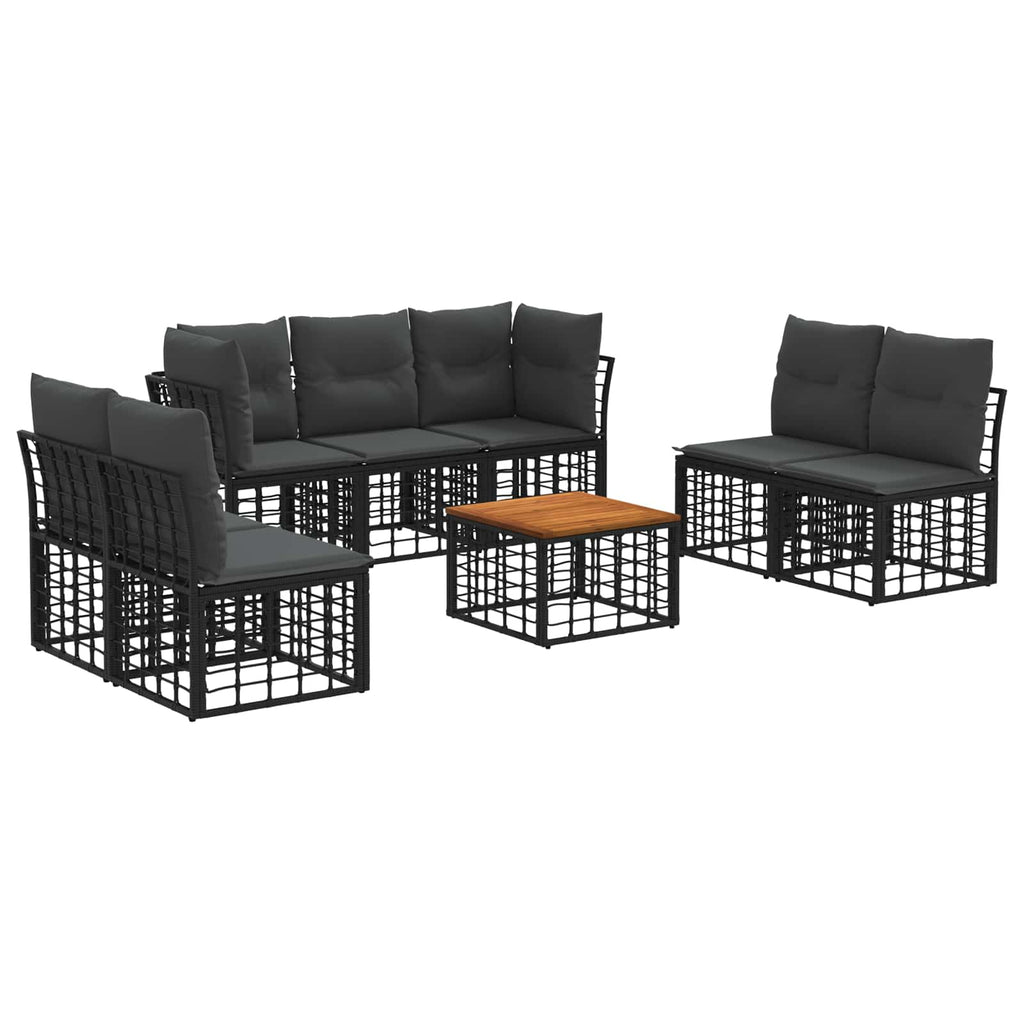vidaXL Outdoor-Sofagarnitur 8 pcs Schwarz und Dunkelgrau Polyester