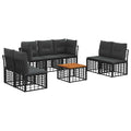 vidaXL Outdoor-Sofagarnitur 8 pcs Schwarz und Dunkelgrau Polyester