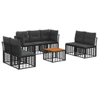 vidaXL Outdoor-Sofagarnitur 8 pcs Schwarz und Dunkelgrau Polyester