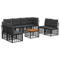 vidaXL Outdoor-Sofagarnitur 9 pcs Schwarz und Dunkelgrau Polyester