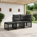vidaXL Outdoor-Sofagarnitur mit Kissen 3 pcs Schwarz Polyester