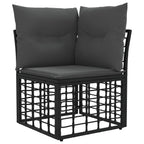 vidaXL Outdoor-Sofagarnitur mit Kissen 3 pcs Schwarz Polyester