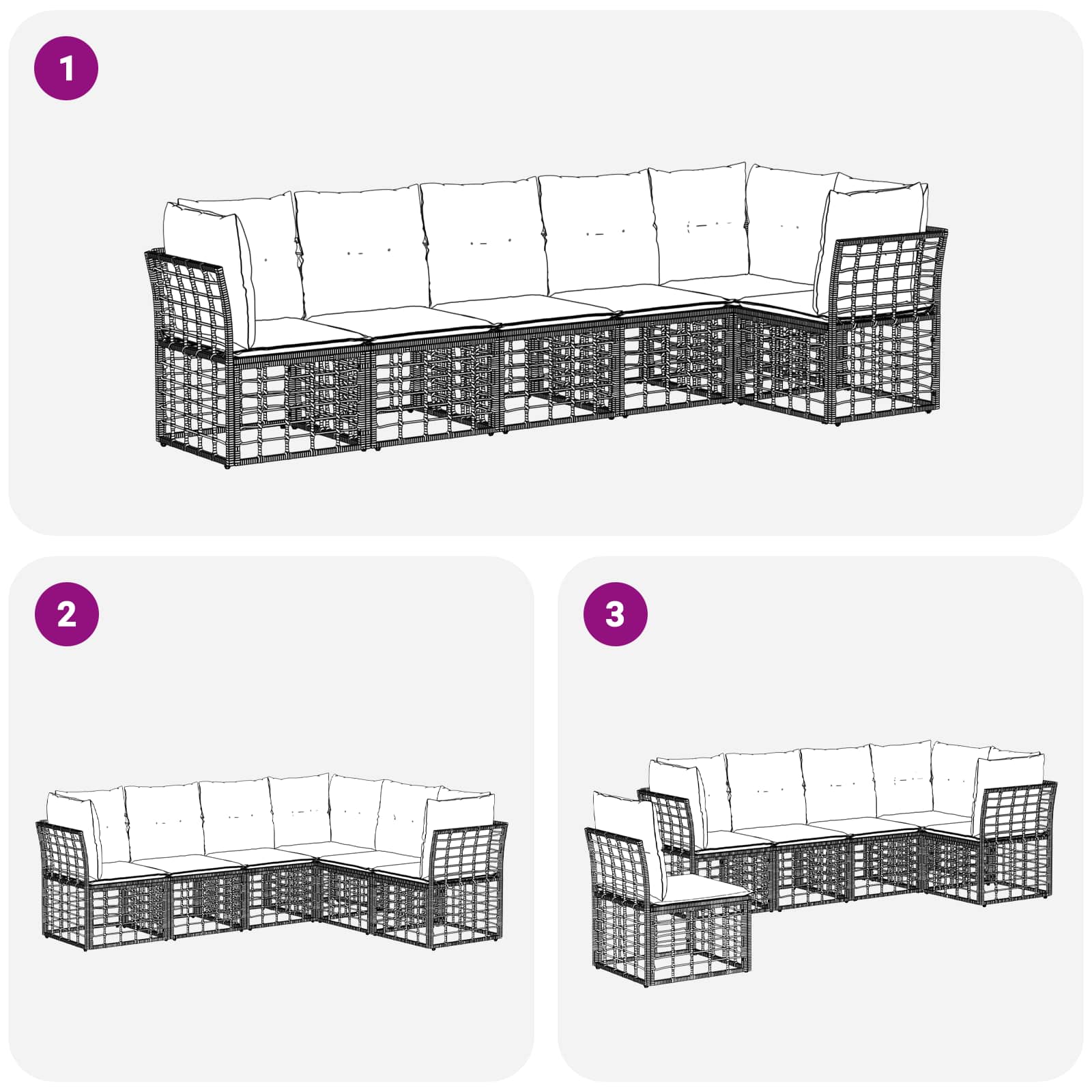 vidaXL Gartensofa-set Poly-Rattan