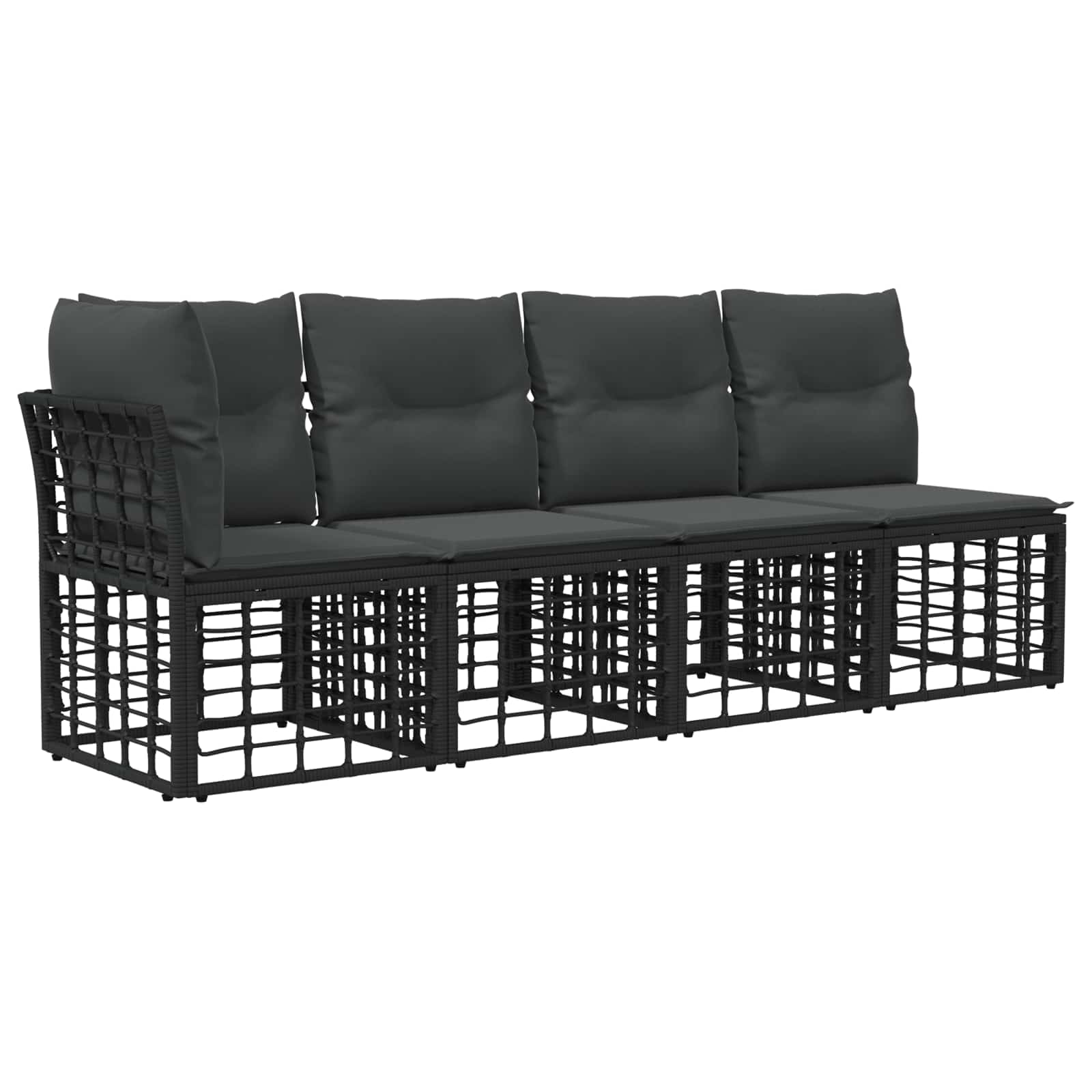 vidaXL Outdoor-Sofagarnitur 10 pcs Schwarz und Dunkelgrau Polyester