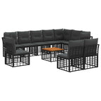 vidaXL Outdoor-Sofagarnitur 11 pcs Schwarz und Dunkelgrau Polyester