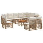 vidaXL Outdoor-Sofagarnitur 11 pcs Natürlich und Cremweiß Polyester