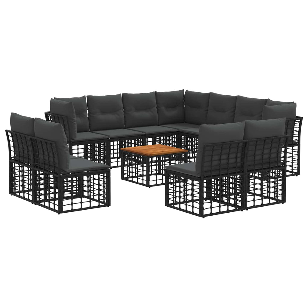 vidaXL Outdoor-Sofagarnitur 12 pcs Schwarz und Dunkelgrau Polyester