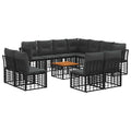 vidaXL Outdoor-Sofagarnitur 12 pcs Schwarz und Dunkelgrau Polyester