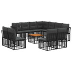 vidaXL Outdoor-Sofagarnitur 12 pcs Schwarz und Dunkelgrau Polyester