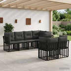 vidaXL Outdoor-Sofagarnitur mit Kissen 7 pcs Schwarz Polyester