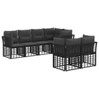 vidaXL Outdoor-Sofagarnitur mit Kissen 7 pcs Schwarz Polyester