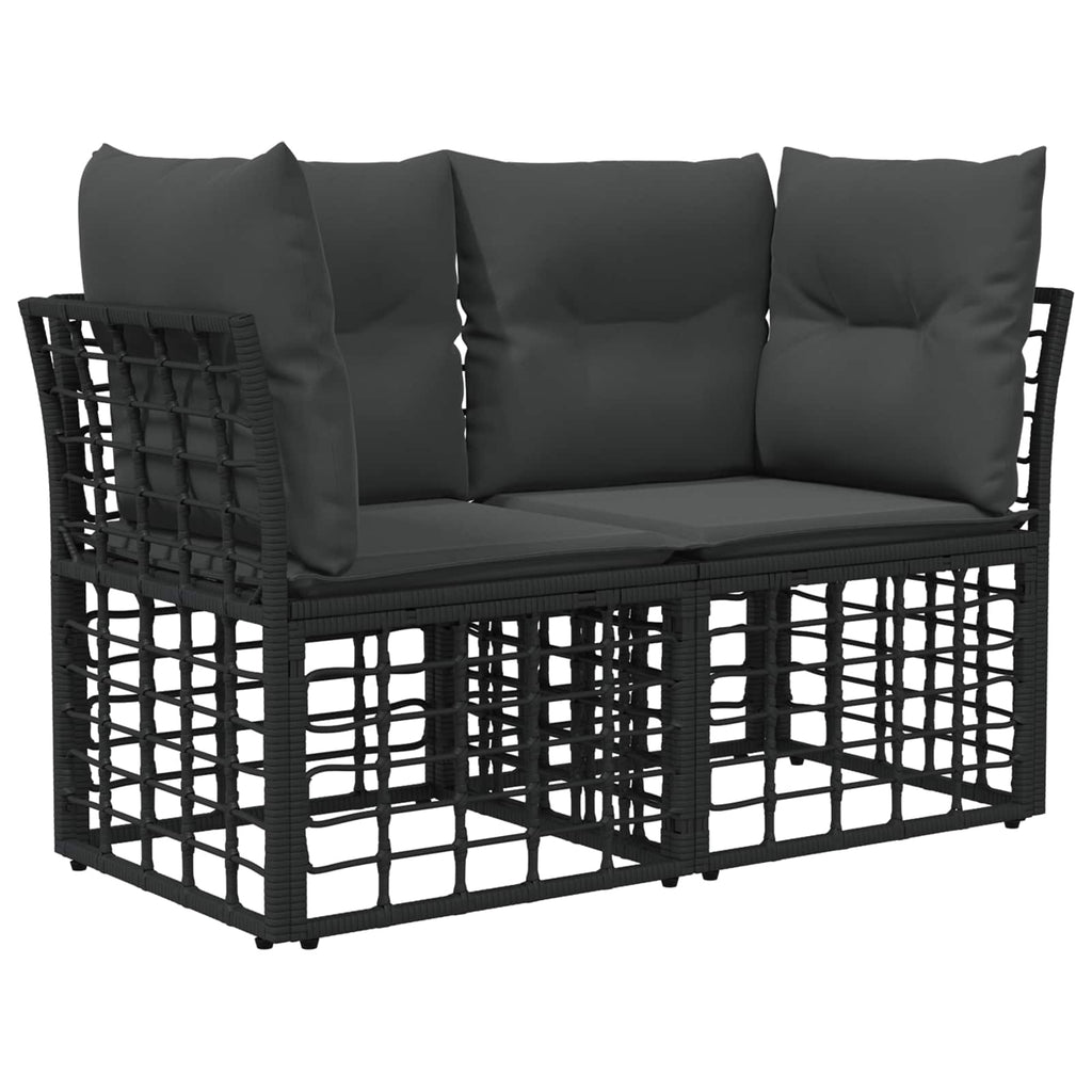 vidaXL Outdoor-Sofagarnitur mit Kissen 7 pcs Schwarz Polyester