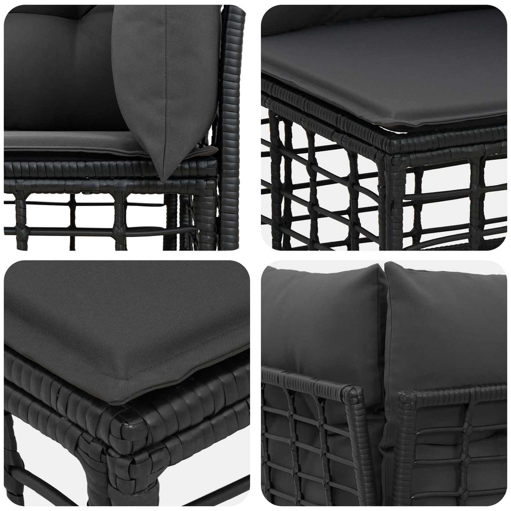 vidaXL Outdoor-Sofagarnitur mit Kissen 6 pcs Schwarz Polyester