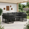 vidaXL Outdoor-Sofagarnitur mit Kissen 6 pcs Schwarz Polyester