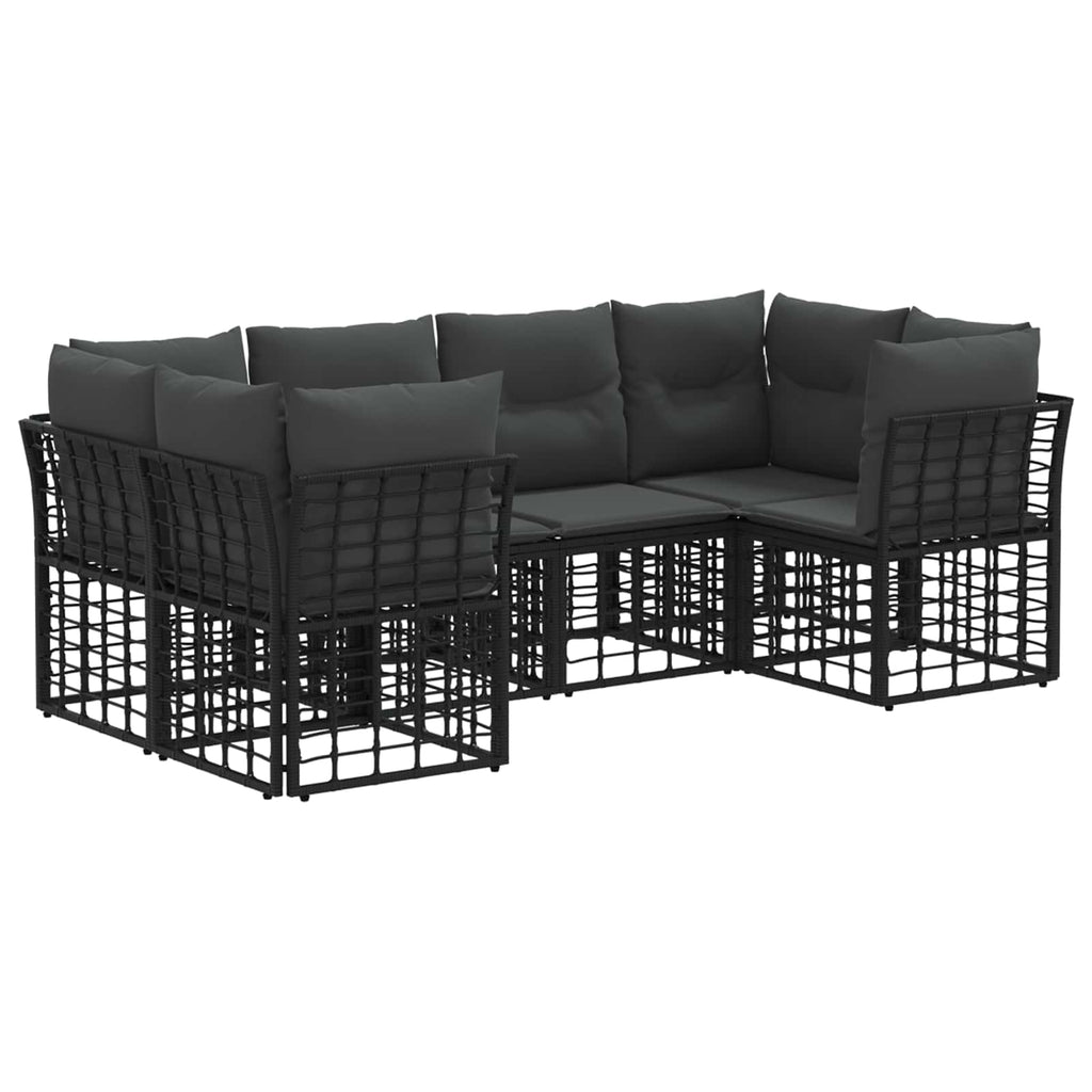 vidaXL Outdoor-Sofagarnitur mit Kissen 6 pcs Schwarz Polyester