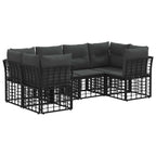 vidaXL Outdoor-Sofagarnitur mit Kissen 6 pcs Schwarz Polyester