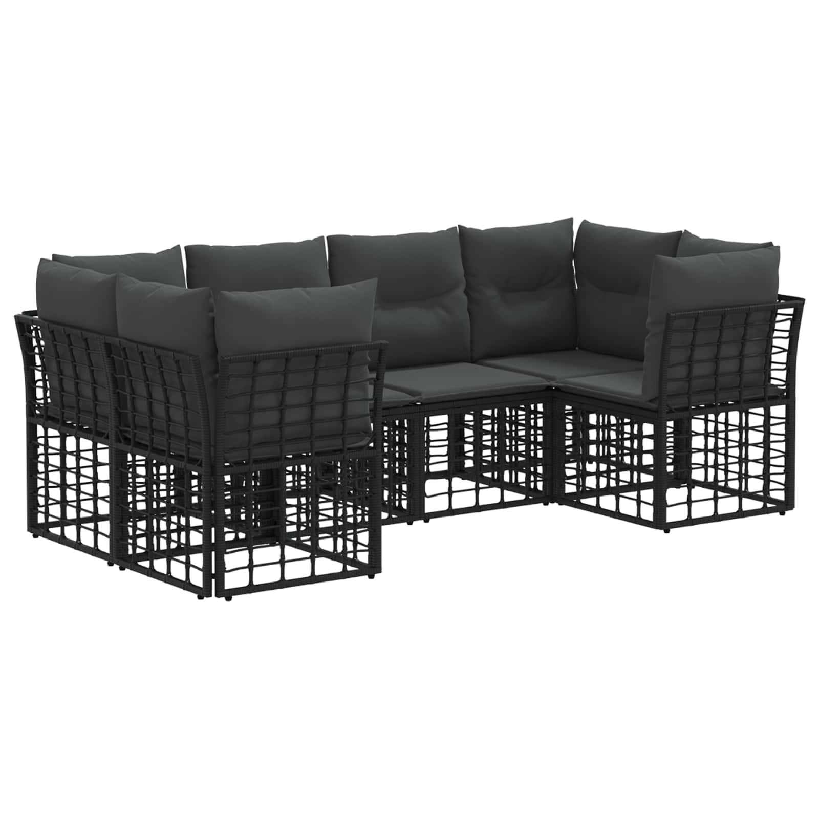 vidaXL Outdoor-Sofagarnitur mit Kissen 6 pcs Schwarz Polyester