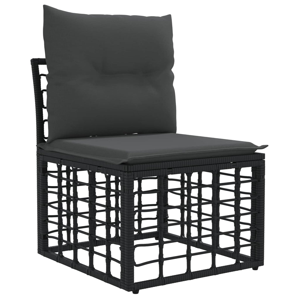 vidaXL Outdoor-Sofagarnitur mit Kissen 6 pcs Schwarz Polyester