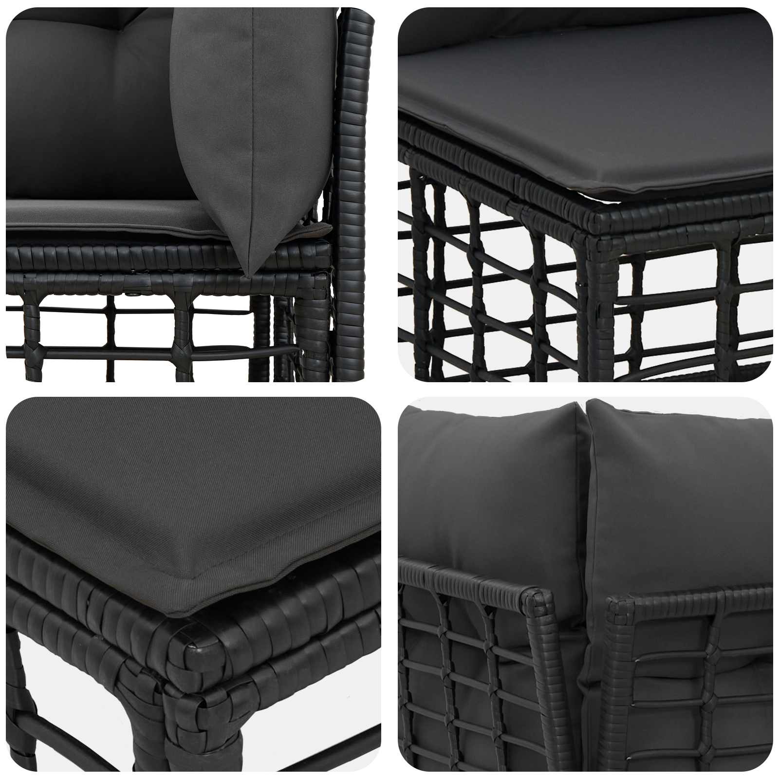 vidaXL Outdoor-Sofagarnitur Schwarz und Dunkelgrau Polyester