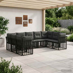 vidaXL Outdoor-Sofagarnitur Schwarz und Dunkelgrau Polyester