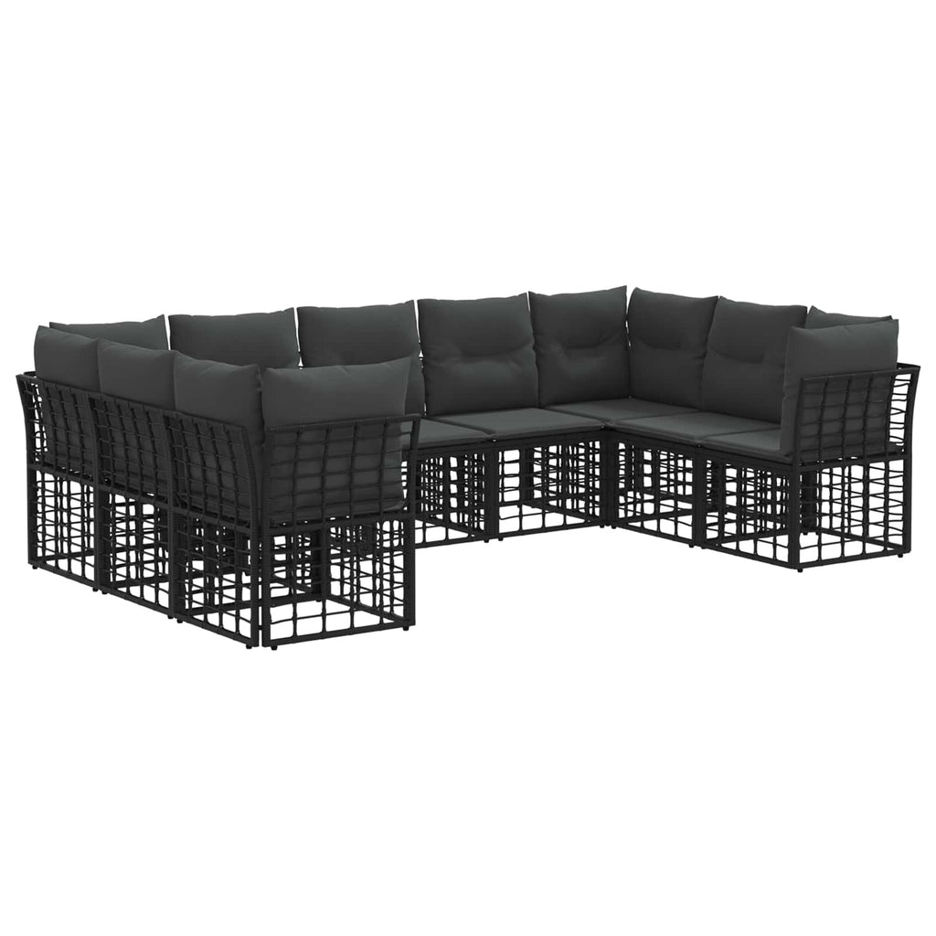 vidaXL Outdoor-Sofagarnitur Schwarz und Dunkelgrau Polyester