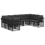 vidaXL Outdoor-Sofagarnitur Schwarz und Dunkelgrau Polyester