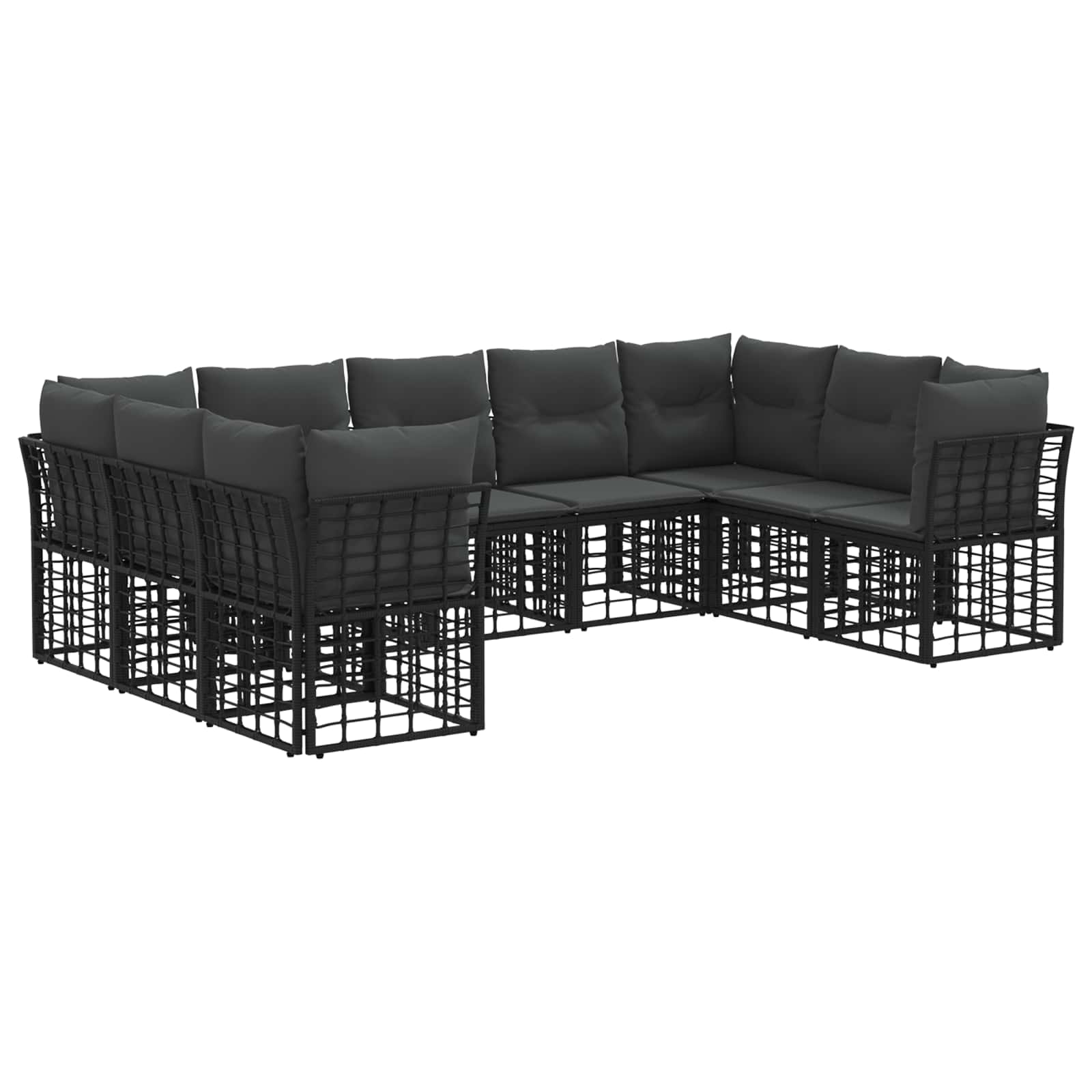 vidaXL Outdoor-Sofagarnitur Schwarz und Dunkelgrau Polyester