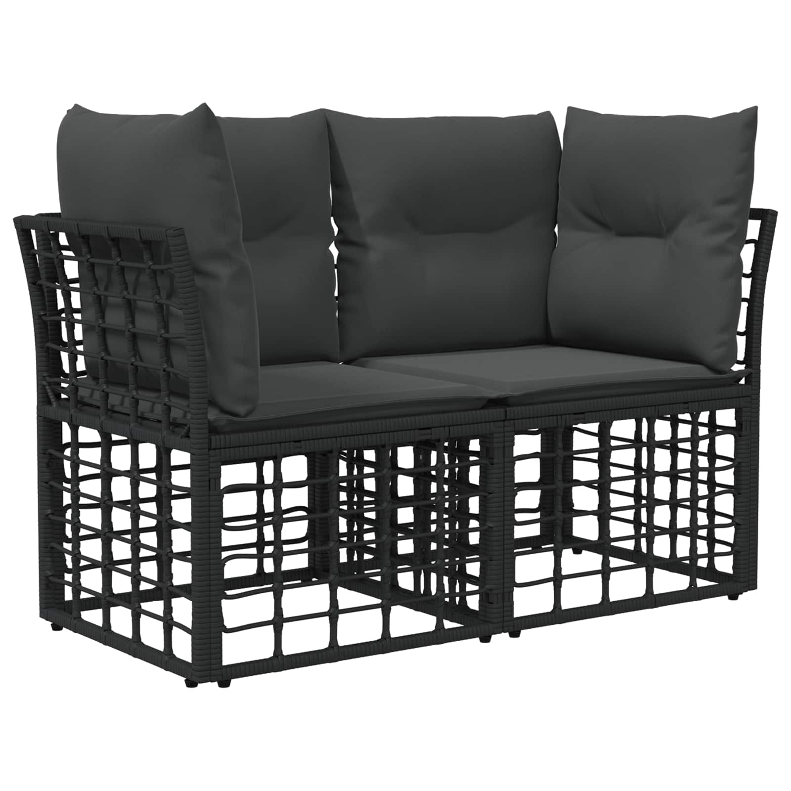 vidaXL Outdoor-Sofagarnitur Schwarz und Dunkelgrau Polyester