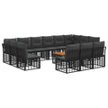 vidaXL Outdoor-Sofagarnitur 14 pcs Schwarz und Dunkelgrau Polyester