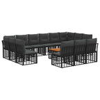 vidaXL Outdoor-Sofagarnitur 14 pcs Schwarz und Dunkelgrau Polyester