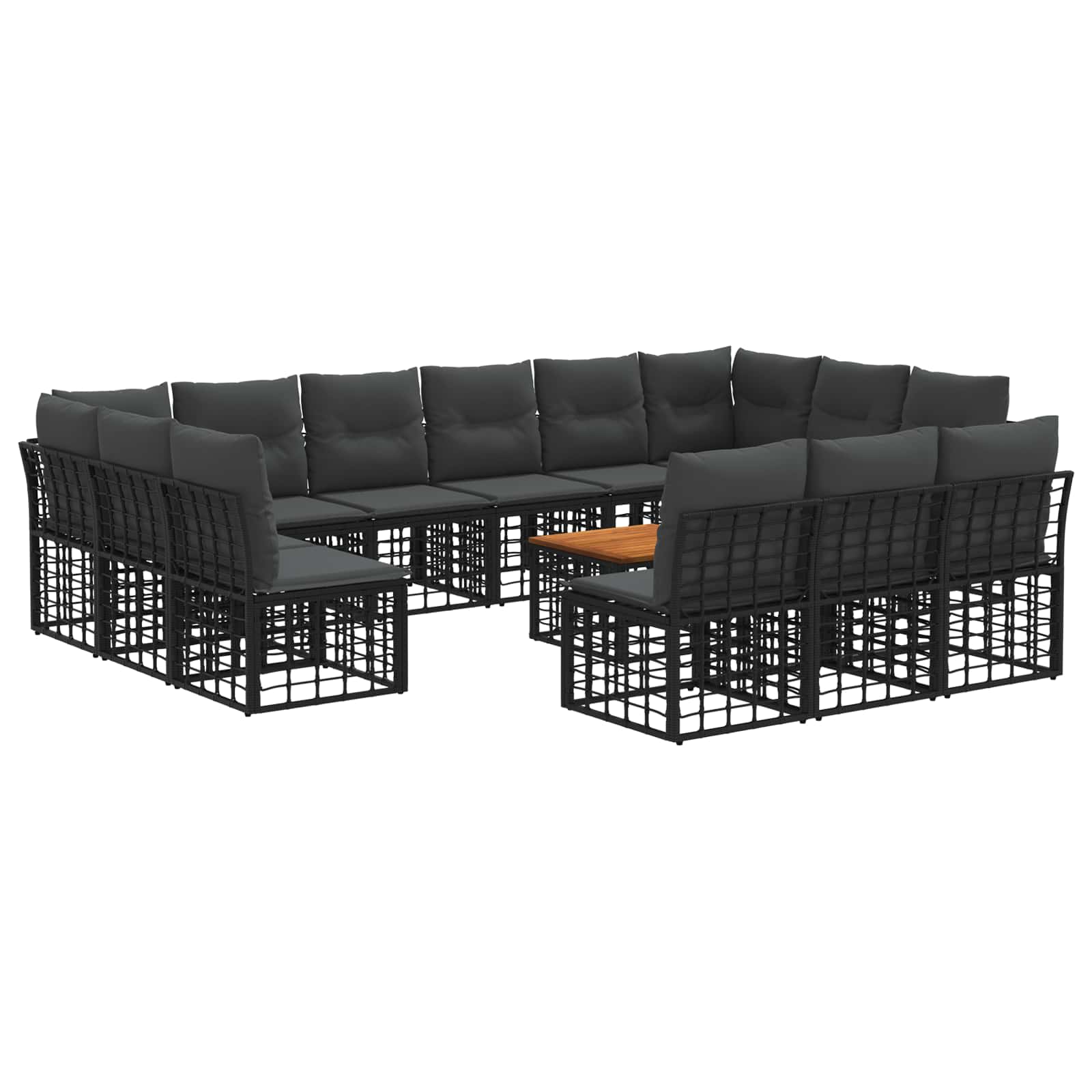 vidaXL Outdoor-Sofagarnitur 14 pcs Schwarz und Dunkelgrau Polyester