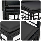 vidaXL Outdoor-Sofagarnitur 3 pcs Schwarz und Dunkelgrau Polyester