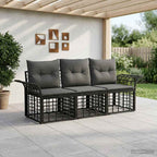 vidaXL Outdoor-Sofagarnitur 3 pcs Schwarz und Dunkelgrau Polyester