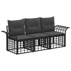 vidaXL Outdoor-Sofagarnitur 3 pcs Schwarz und Dunkelgrau Polyester