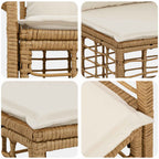 vidaXL Outdoor-Sofagarnitur 3 pcs Natürlich und Cremweiß Polyester