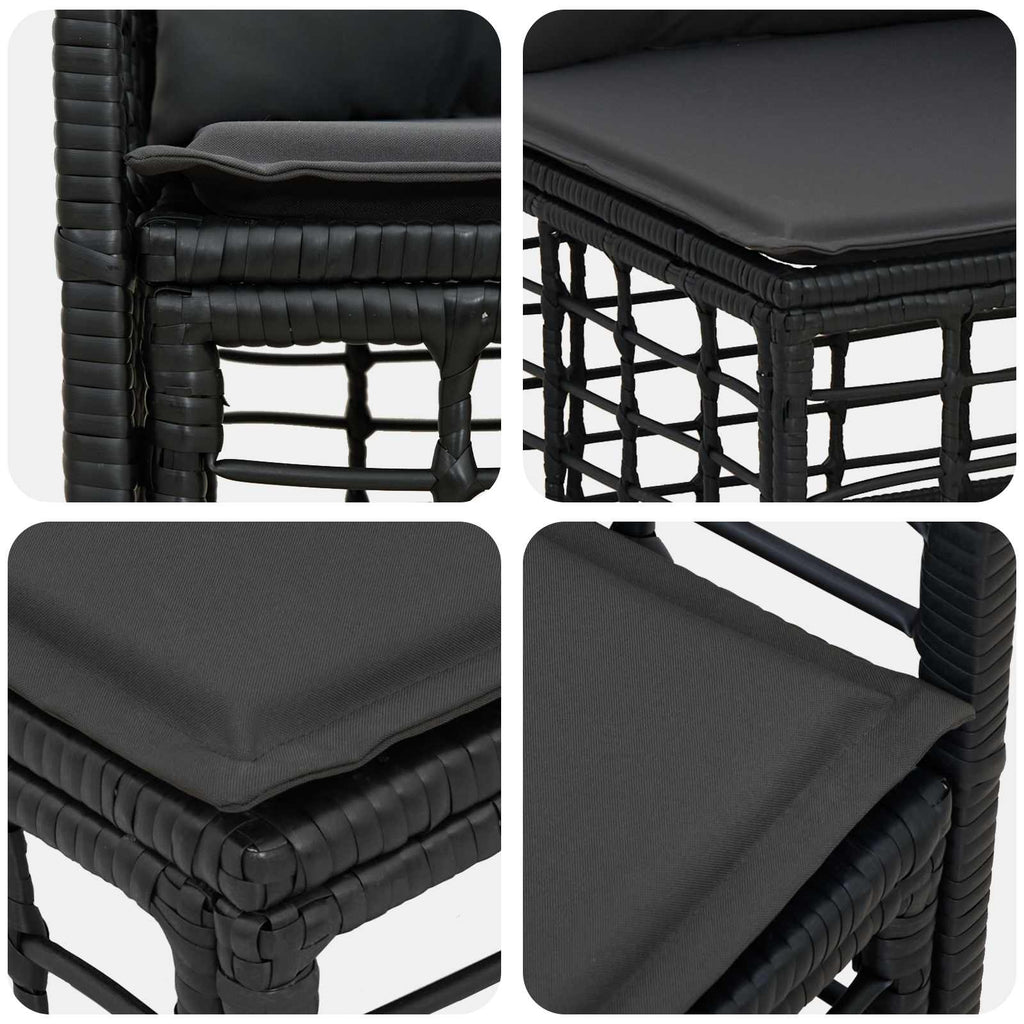 vidaXL Outdoor-Sofagarnitur 8 pcs Schwarz und Dunkelgrau Poly-Rattan