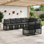 vidaXL Outdoor-Sofagarnitur 8 pcs Schwarz und Dunkelgrau Poly-Rattan