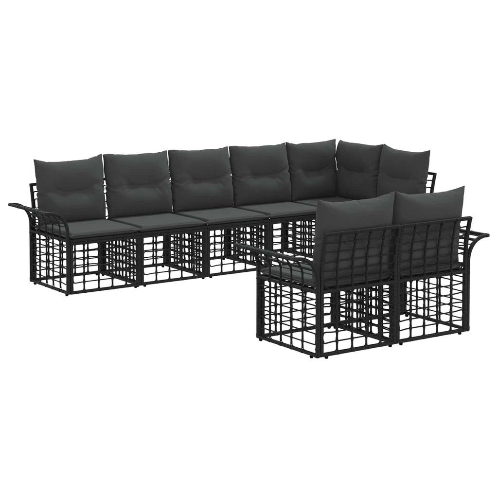 vidaXL Outdoor-Sofagarnitur 8 pcs Schwarz und Dunkelgrau Poly-Rattan