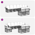 vidaXL Outdoor-Sofagarnitur 8 pcs Schwarz und Dunkelgrau Poly-Rattan