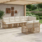 vidaXL Outdoor-Sofagarnitur 8 pcs Natürlich und Cremweiß Poly-Rattan